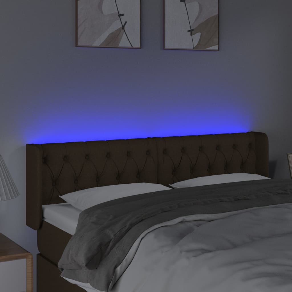 Testiera a LED Marrone Scuro 163x16x78/88 cm in Tessuto - homemem39