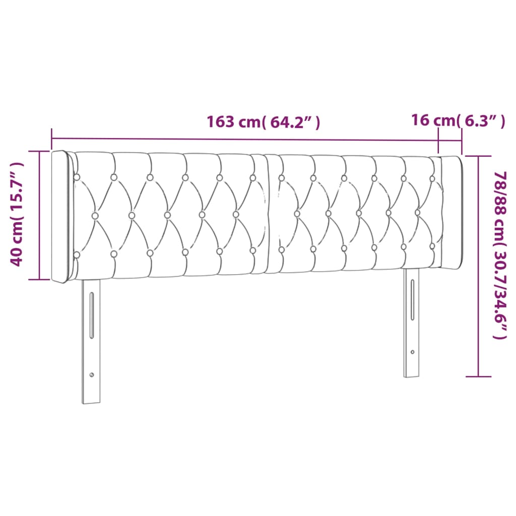 Testiera a LED Marrone Scuro 163x16x78/88 cm in Tessuto