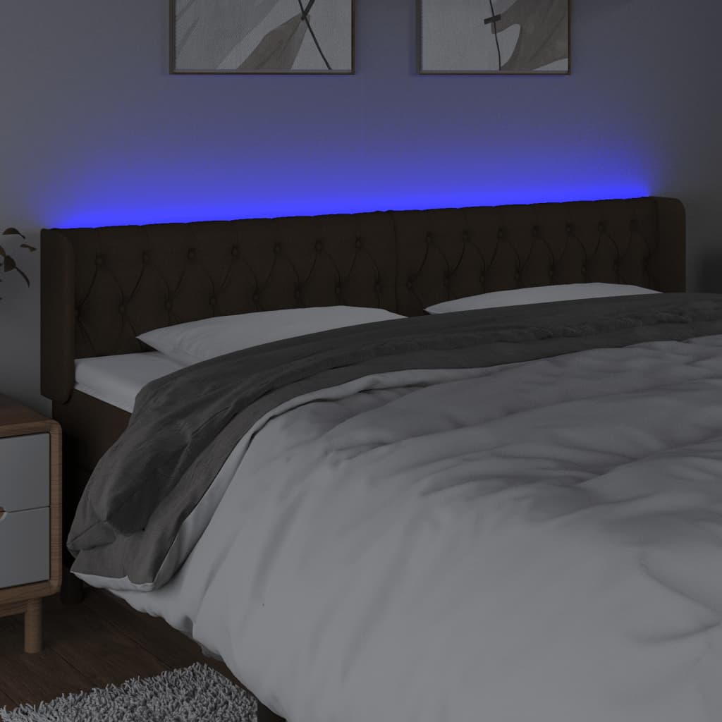 Testiera a LED Marrone Scuro 183x16x78/88 cm in Tessuto - homemem39