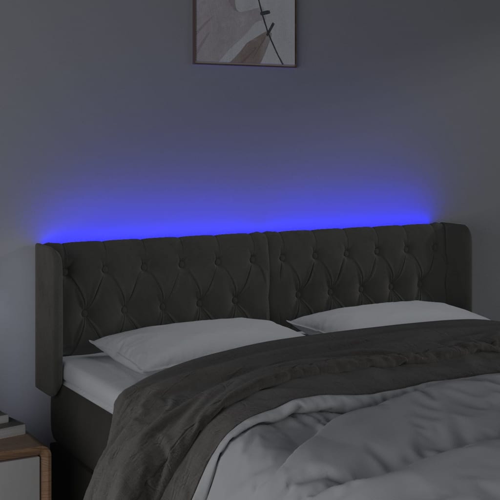 Testiera a LED Grigio Scuro 163x16x78/88 cm in Velluto - homemem39