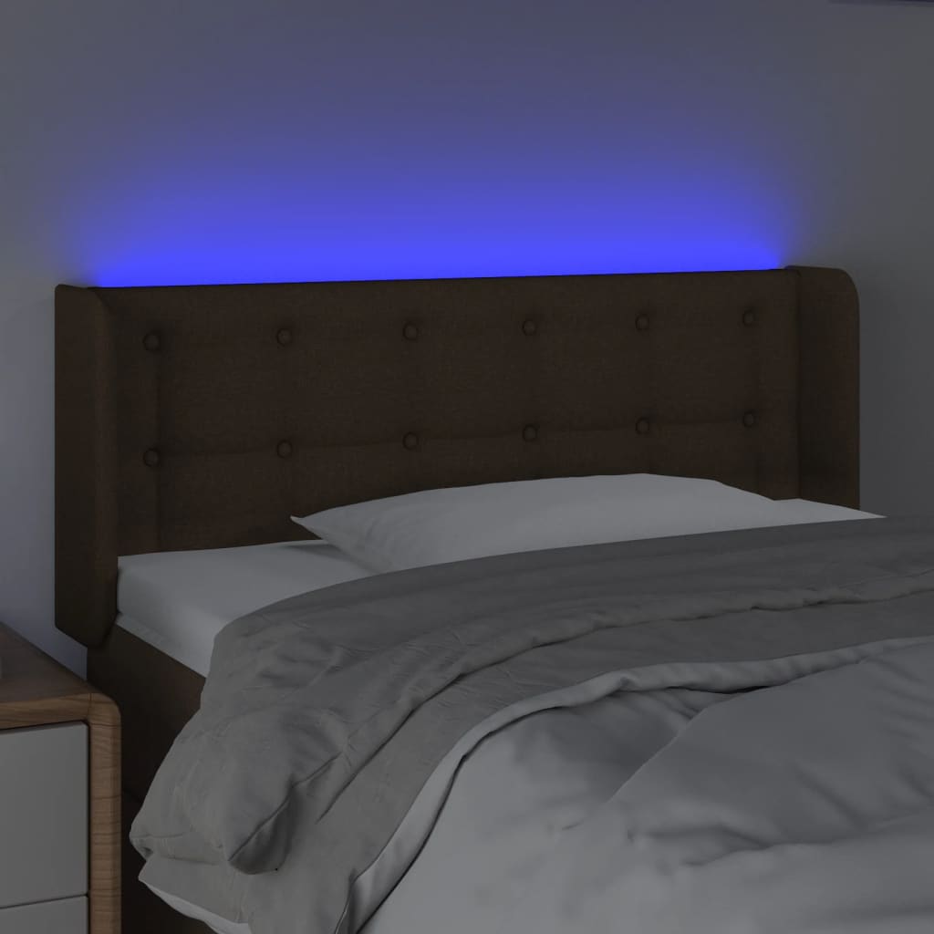 Testiera a LED Marrone Scuro 93x16x78/88 cm in Tessuto - homemem39