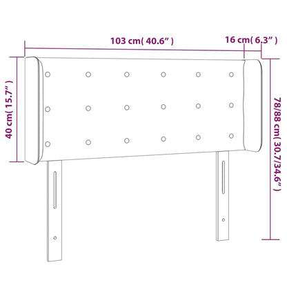 Testiera a LED Nera 103x16x78/88 cm in Tessuto