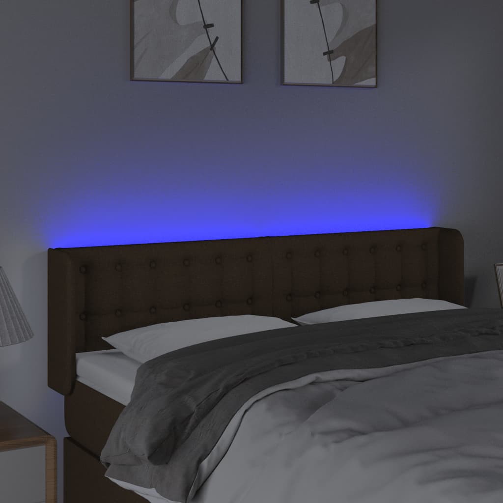 Testiera a LED Marrone Scuro 147x16x78/88 cm in Tessuto - homemem39