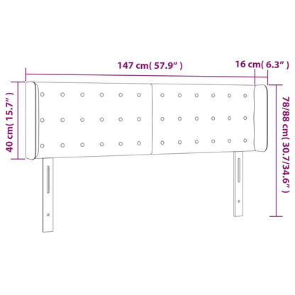 Testiera a LED Marrone Scuro 147x16x78/88 cm in Tessuto - homemem39