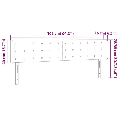 Testiera a LED Nera 163x16x78/88 cm in Tessuto