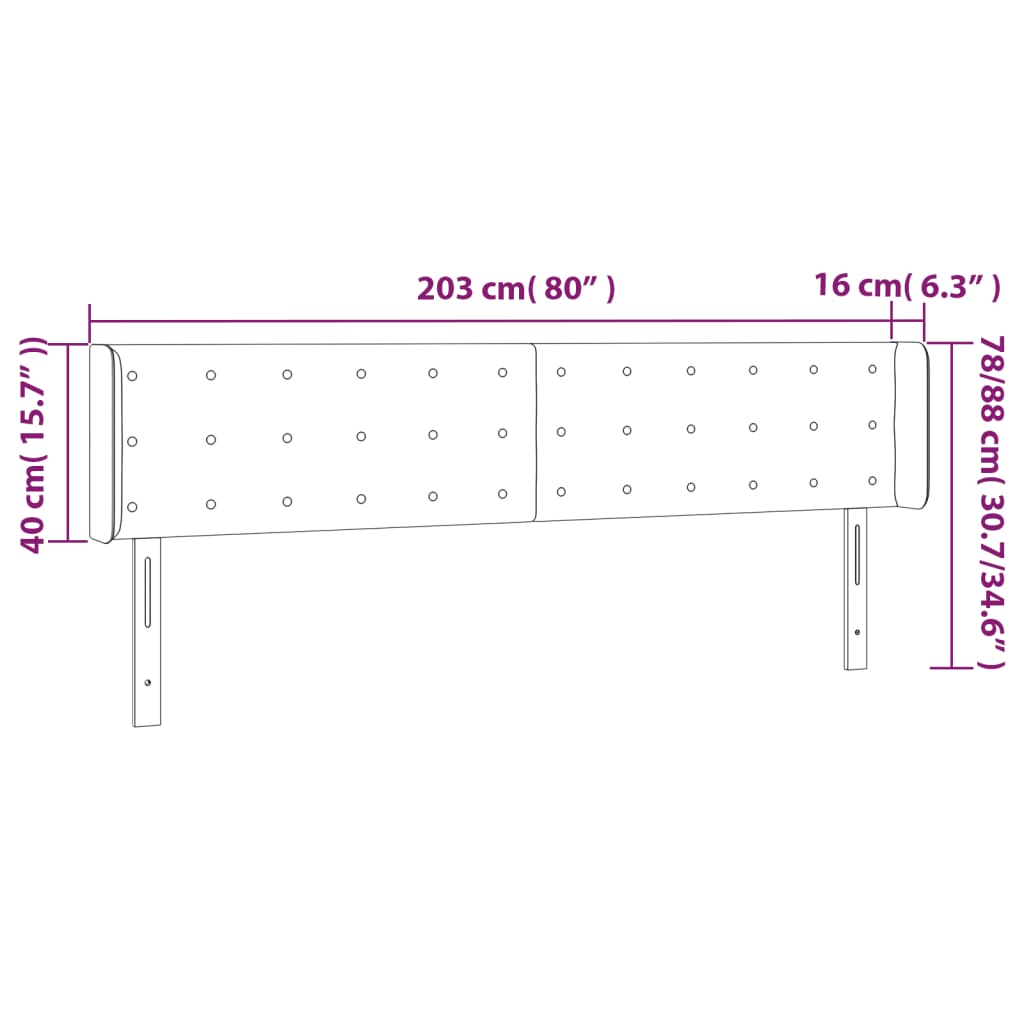 Testiera a LED Blu 203x16x78/88 cm in Tessuto