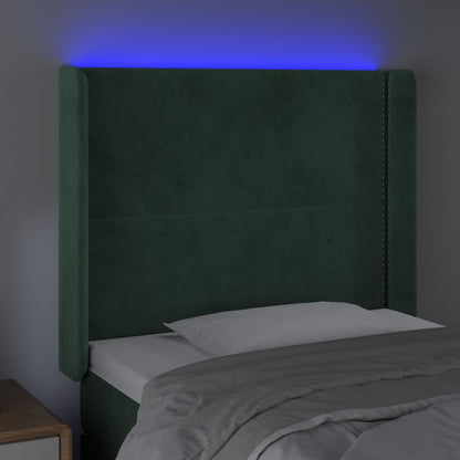 Testiera a LED Verde Scuro 83x16x118/128 cm in Velluto - homemem39