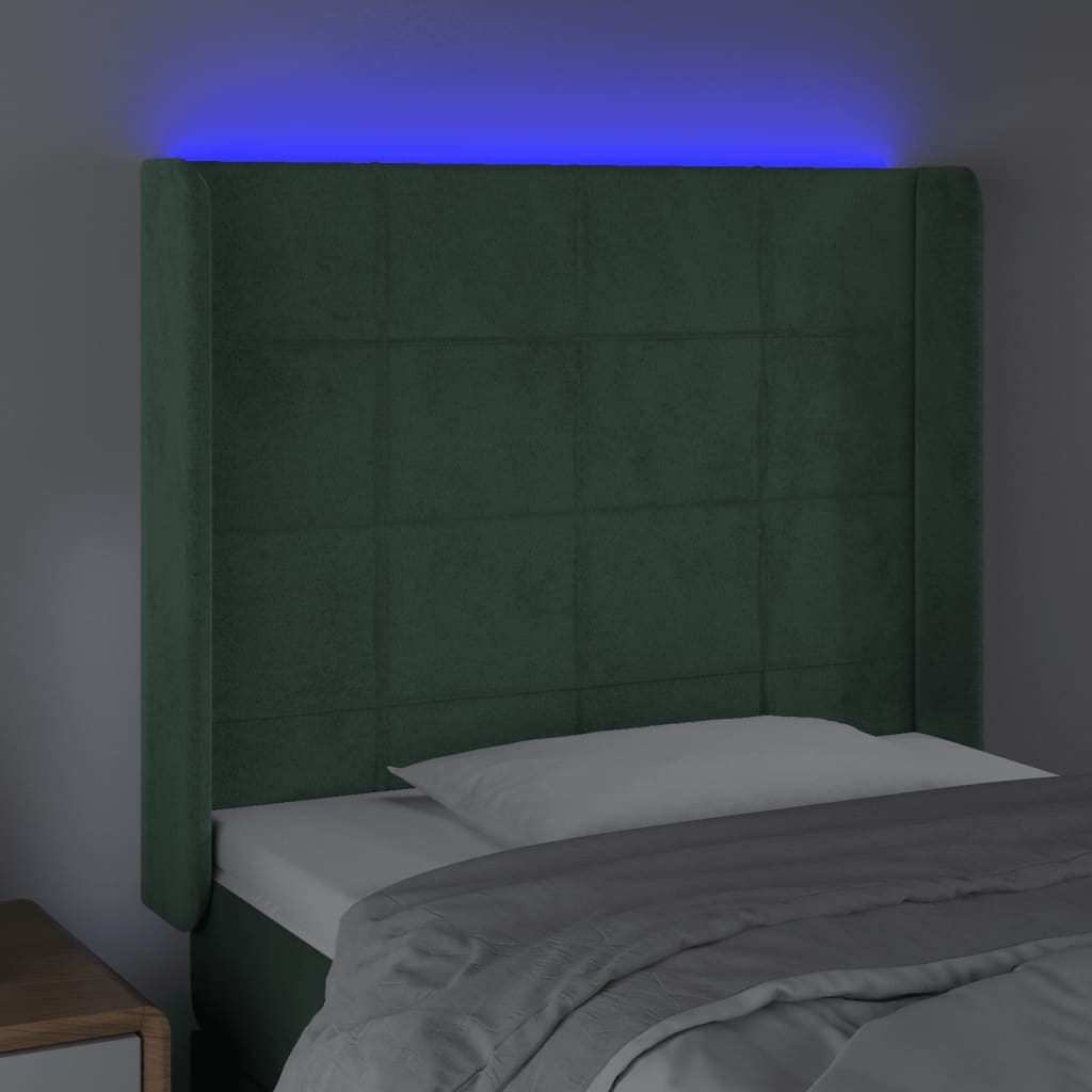 Testiera a LED Verde Scuro 93x16x118/128 cm in Velluto - homemem39