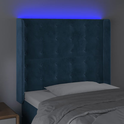 Testiera a LED Blu Scuro 93x16x118/128 cm in Velluto