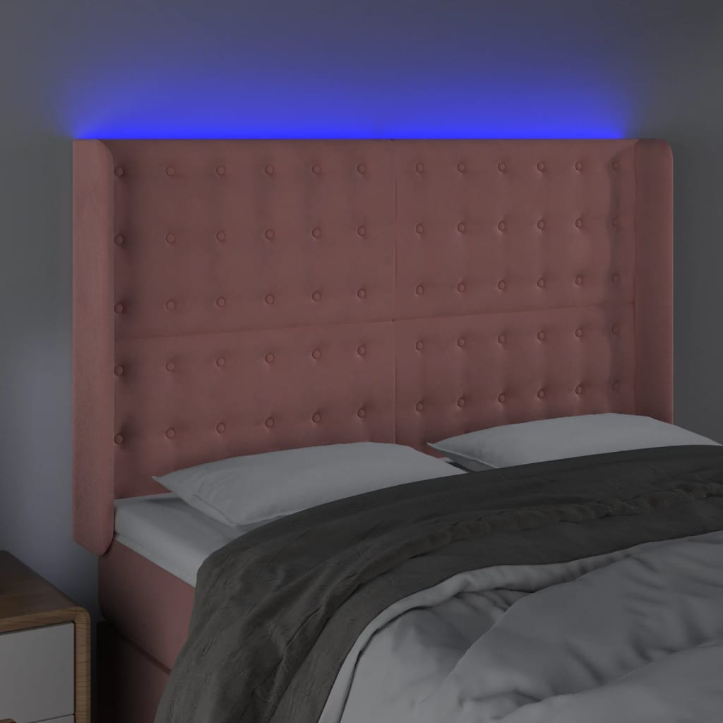 Testiera a LED rosa 147x16x118/128 cm in Velluto - homemem39