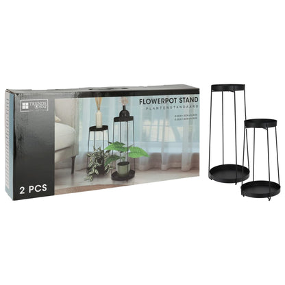 Supporti per Vasi di Fiori 2 pz in Metallo Nero - homemem39