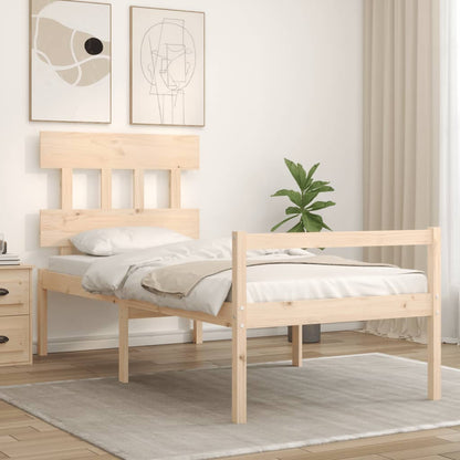 Letto per Anziani con Testiera 100x200 cm in Legno Massello