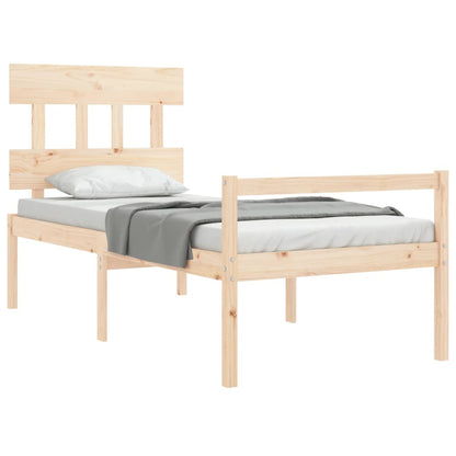 Letto per Anziani con Testiera 100x200 cm in Legno Massello