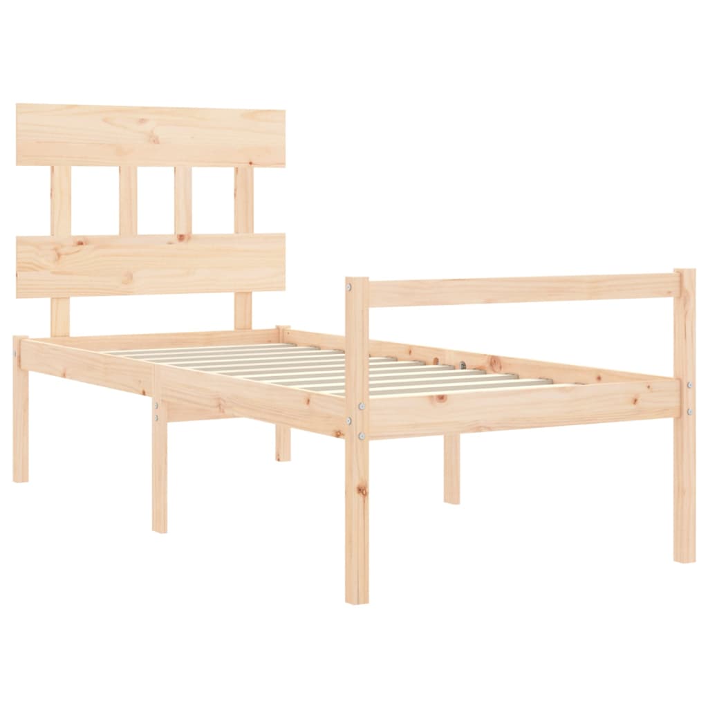 Letto per Anziani con Testiera 100x200 cm in Legno Massello