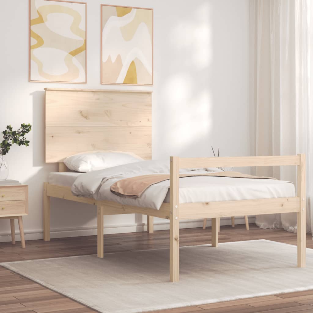 Letto per Anziani con Testiera 100x200 cm in Legno Massello