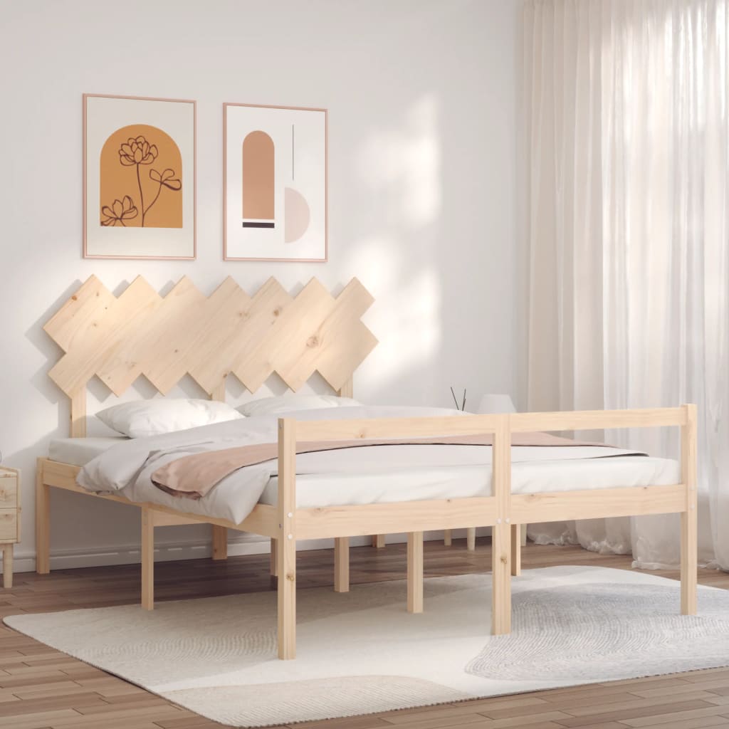 Letto per Anziani con Testiera 140x200 cm in Legno Massello