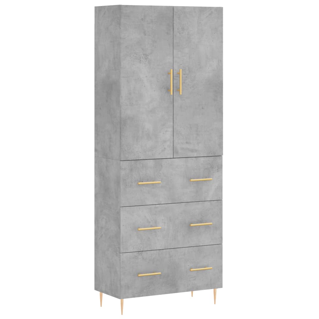 Credenza Grigio Cemento 69,5x34x180 cm in Legno Multistrato