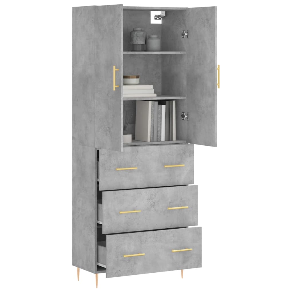 Credenza Grigio Cemento 69,5x34x180 cm in Legno Multistrato - homemem39