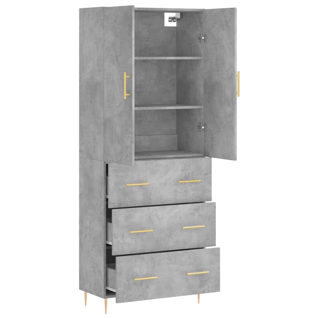 Credenza Grigio Cemento 69,5x34x180 cm in Legno Multistrato - homemem39