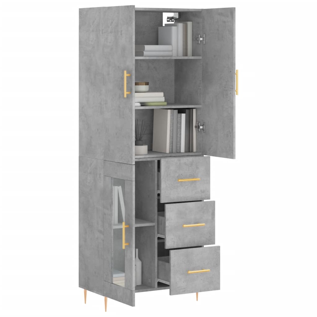 Credenza Grigio Cemento 69,5x34x180 cm in Legno Multistrato - homemem39