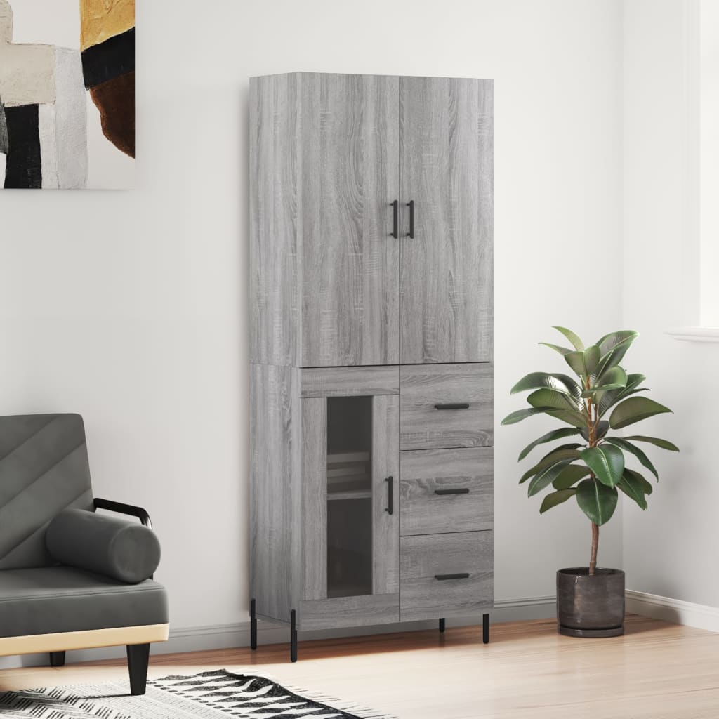 Credenza Grigio Sonoma 69,5x34x180 cm in Legno Multistrato - homemem39