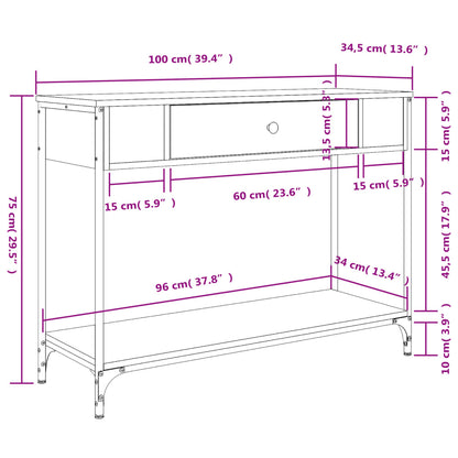 Tavolino Consolle Rovere Sonoma 100x34,5x75cm Legno Multistrato - homemem39