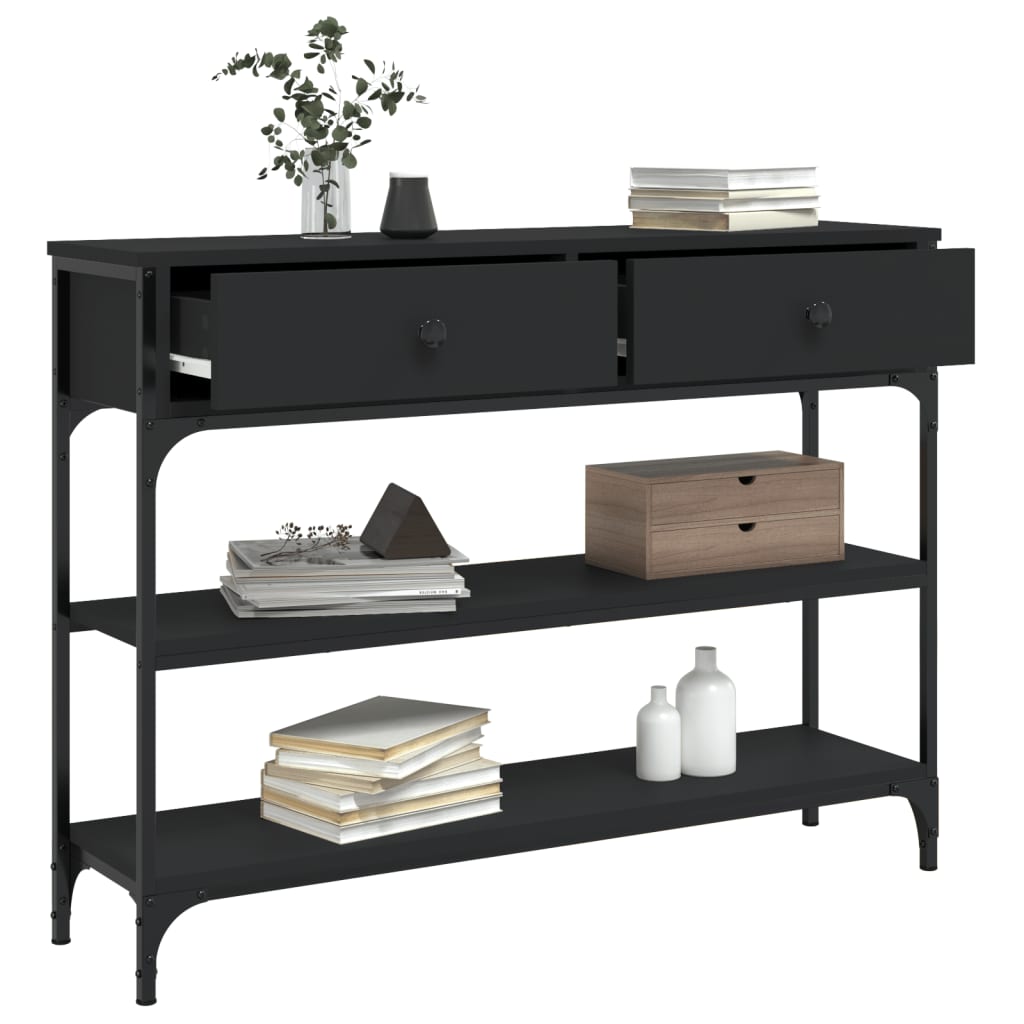 Tavolino Consolle Nero 100x25x75 cm in Legno Multistrato - homemem39