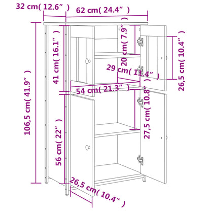 Credenza Rovere Fumo 62x32x106,5 cm in Legno Multistrato - homemem39