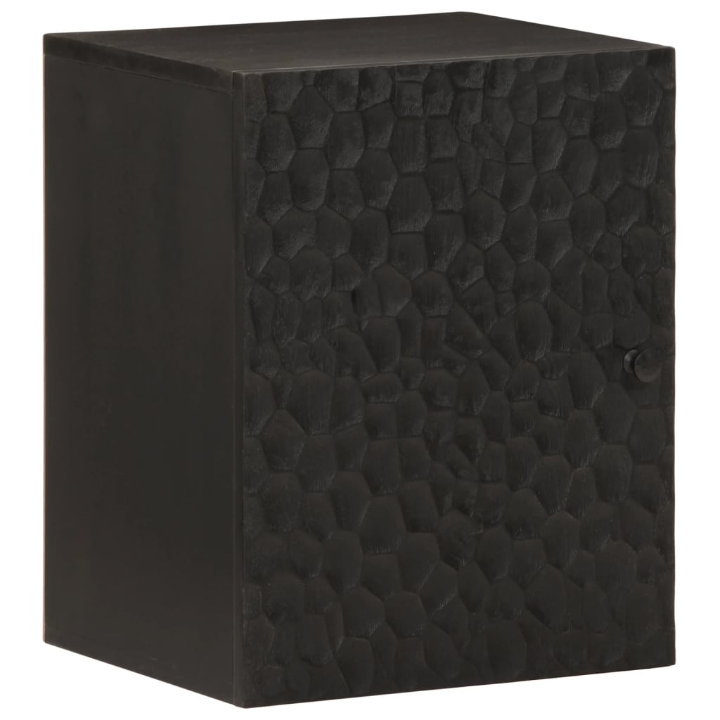 Mobile da Bagno a Parete Nero 38x33x48 cm Legno Massello Mango - homemem39