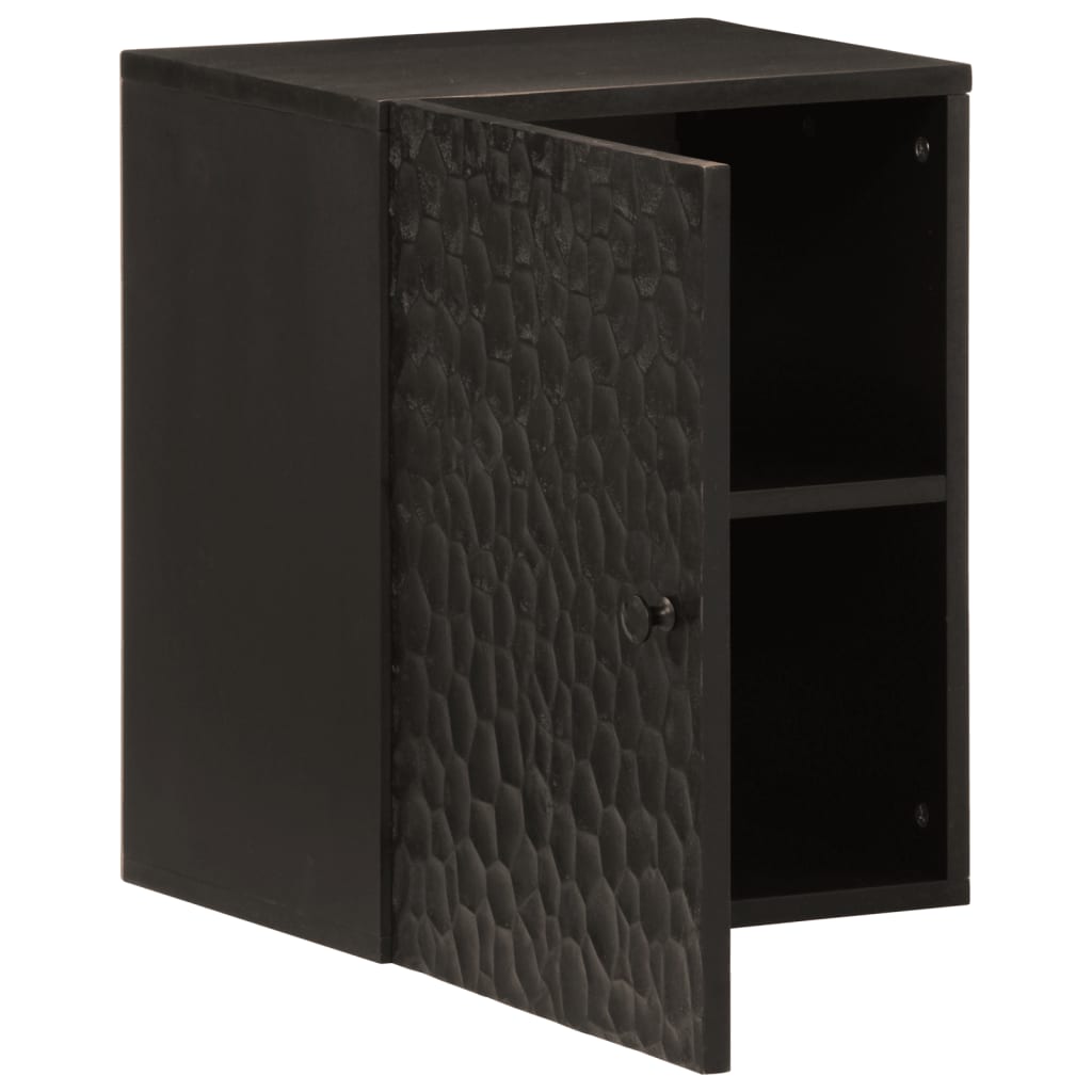 Mobile da Bagno a Parete Nero 38x33x48 cm Legno Massello Mango - homemem39