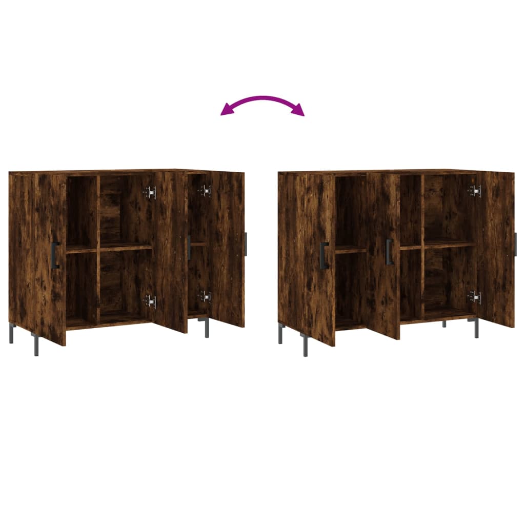 Credenza Rovere Fumo 90x34x80 cm in Legno Multistrato