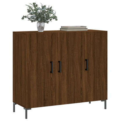 Credenza Rovere Marrone 90x34x80 cm in Legno Multistrato