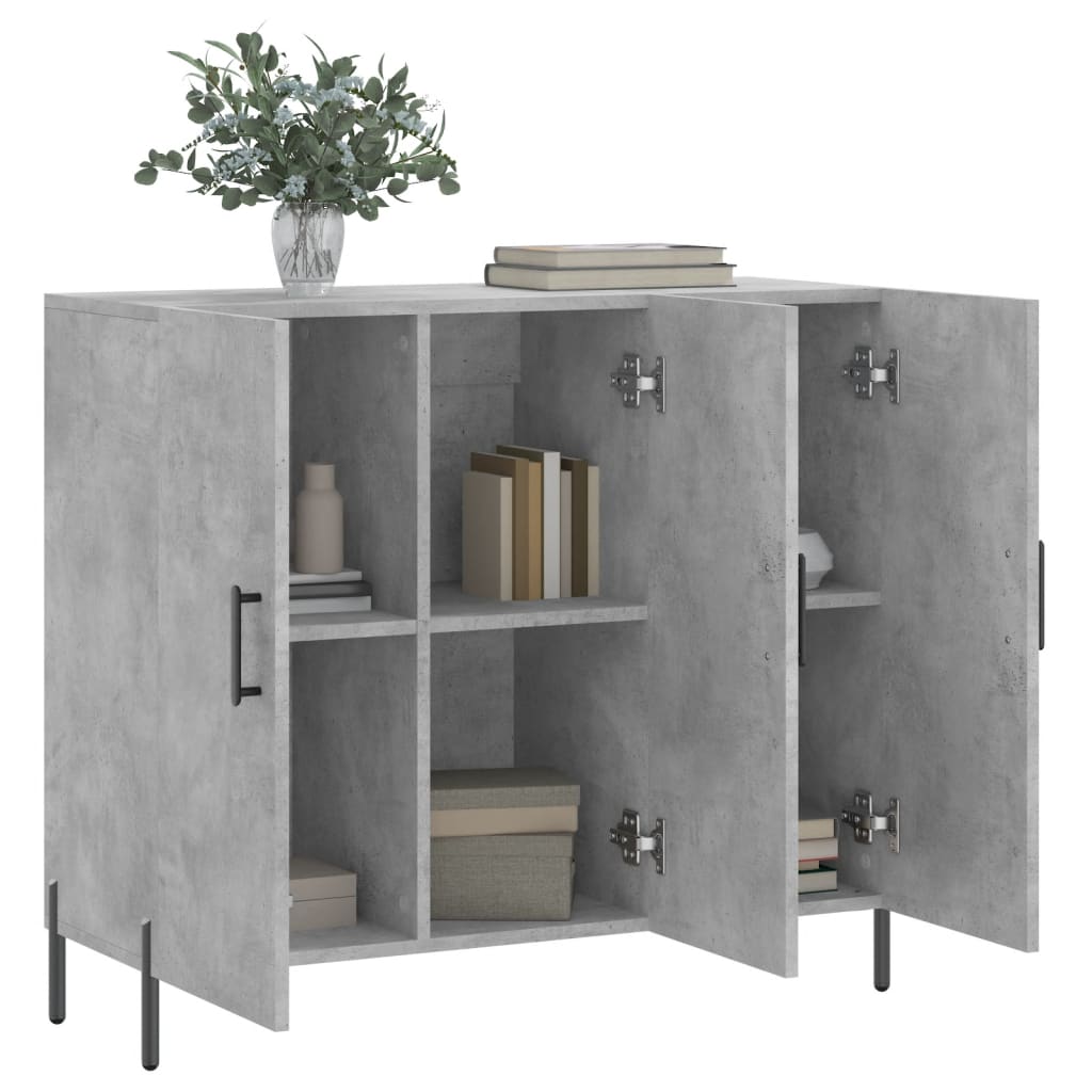 Credenza Grigio Cemento 90x34x80 cm in Legno Multistrato