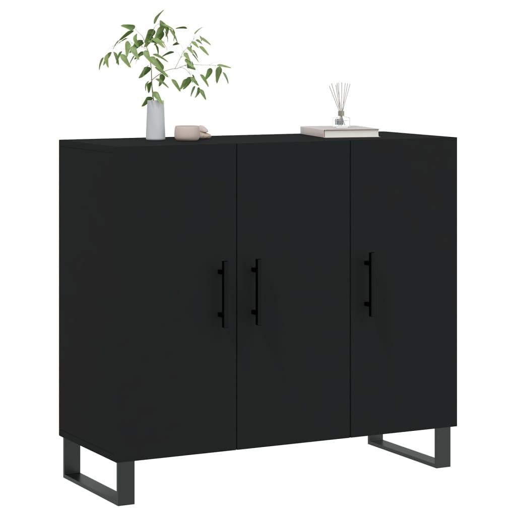 Credenza Nera 90x34x80 cm in Legno Multistrato - homemem39