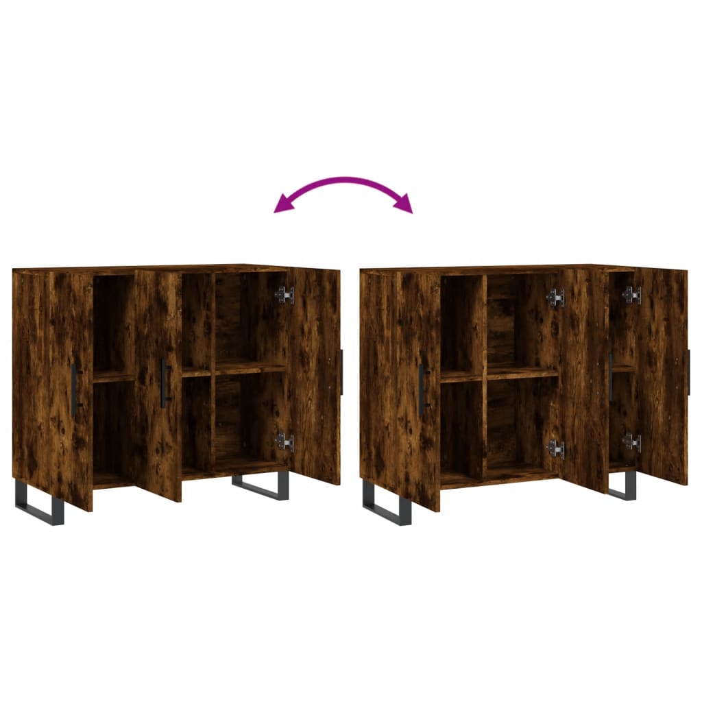 Credenza Rovere Fumo 90x34x80 cm in Legno Multistrato - homemem39