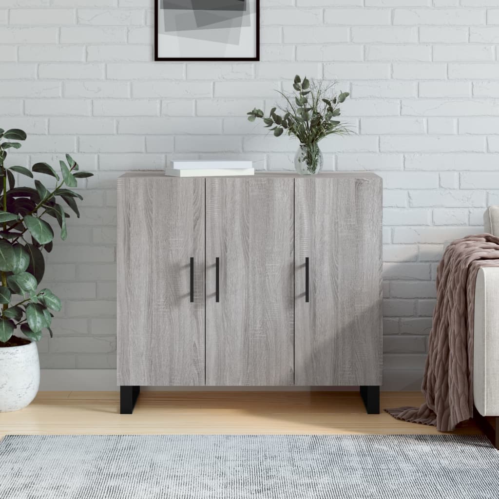 Credenza Grigio Sonoma 90x34x80 cm in Legno Multistrato - homemem39