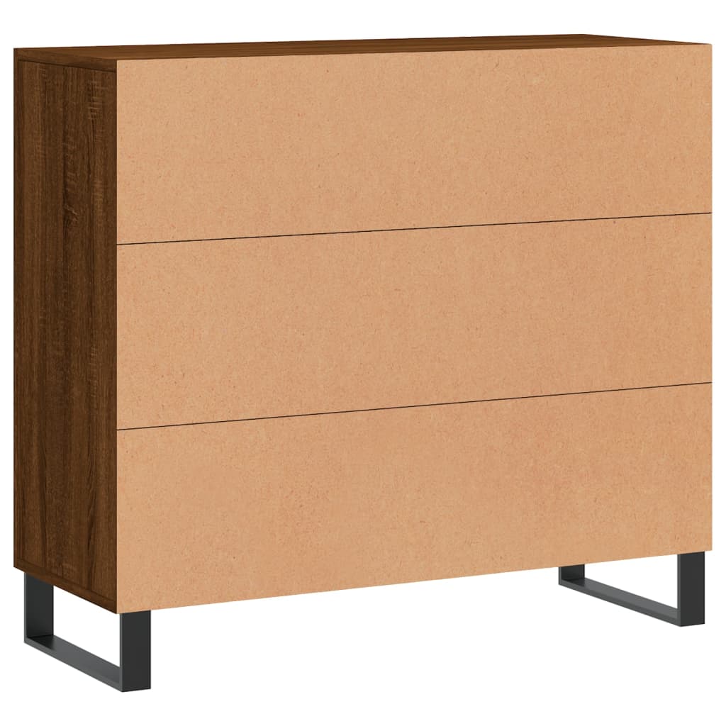 Credenza Rovere Marrone 90x34x80 cm in Legno Multistrato - homemem39