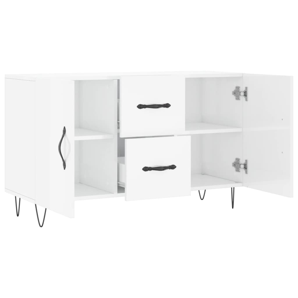 Credenza Bianco Lucido 100x36x60 cm in Legno Multistrato - homemem39