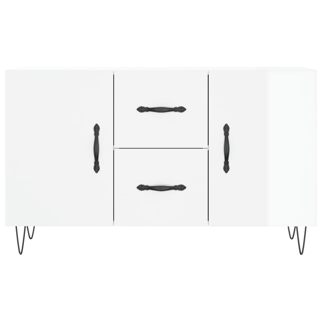 Credenza Bianco Lucido 100x36x60 cm in Legno Multistrato