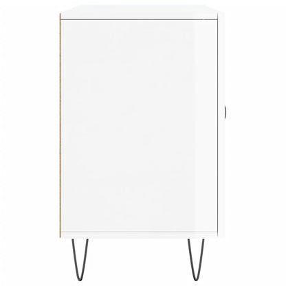 Credenza Bianco Lucido 100x36x60 cm in Legno Multistrato