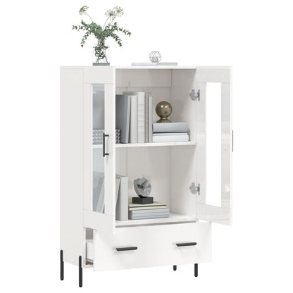 Credenza Bianco Lucido 69,5x31x115 cm in Legno Multistrato