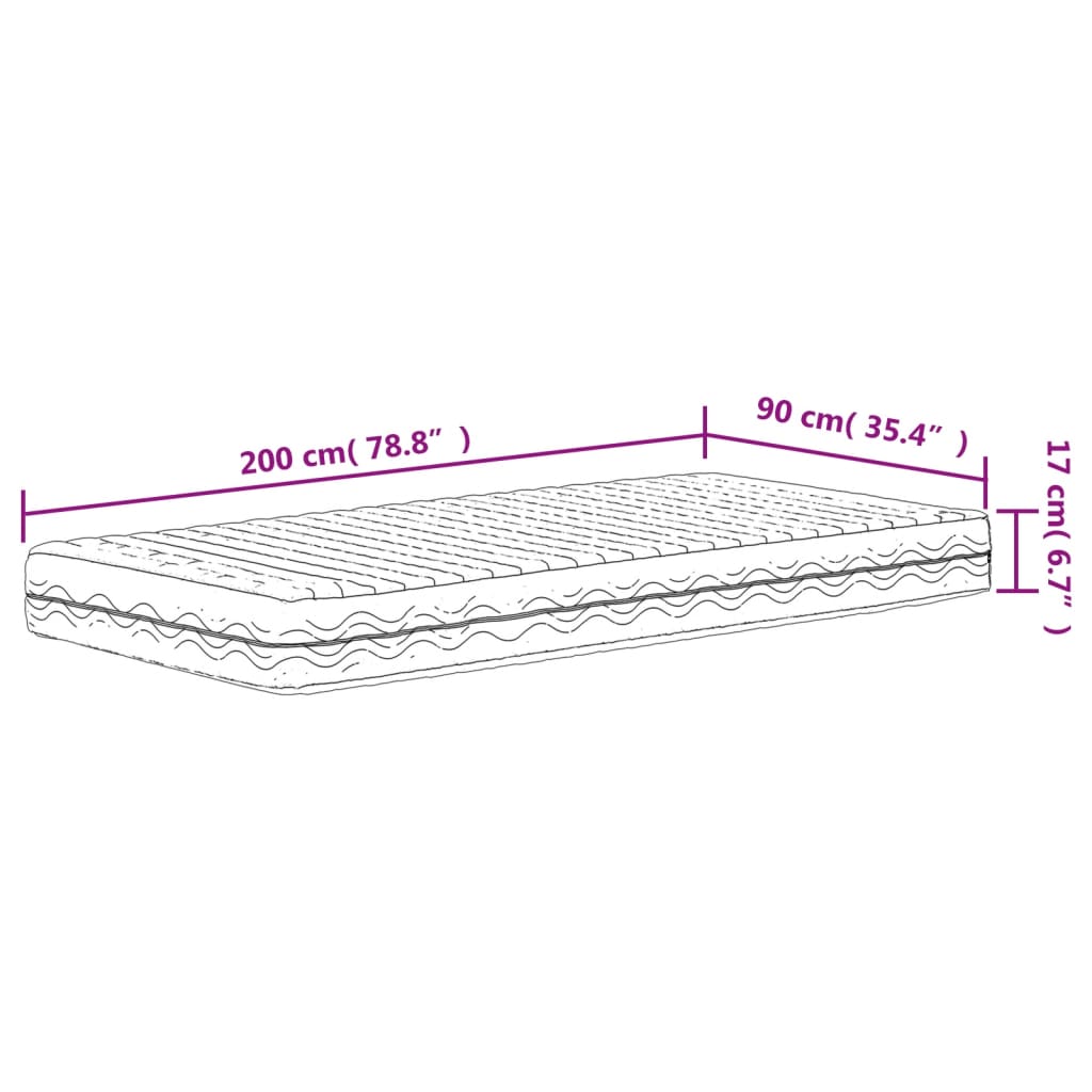 Materasso in Schiuma Bianco 90x200 cm Durezza H2 H3 - homemem39