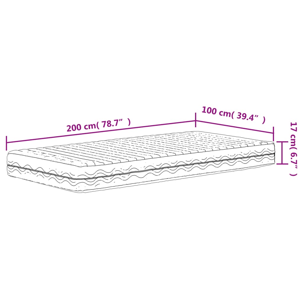 Materasso in Schiuma Bianco 100x200 cm Durezza H2 H3