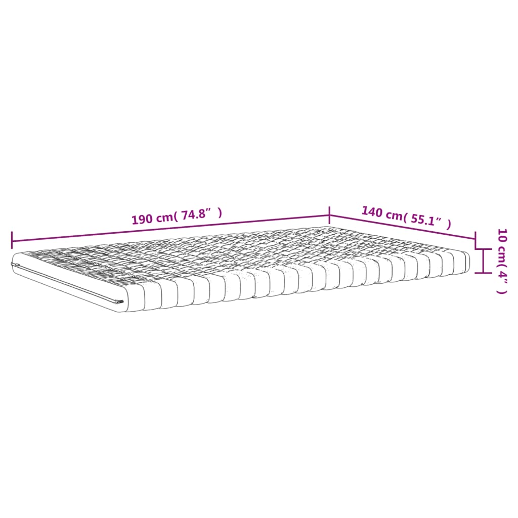 Materasso in Schiuma Bianco 140x190 cm 7 Zone Durezza 20 ILD - homemem39