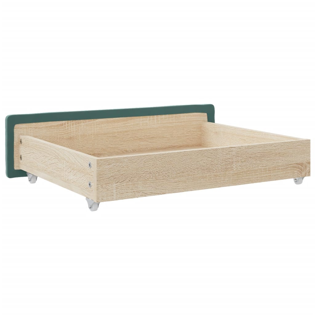 Cassetti da Letto 2pz Verde Scuro Legno Multistrato e Velluto - homemem39