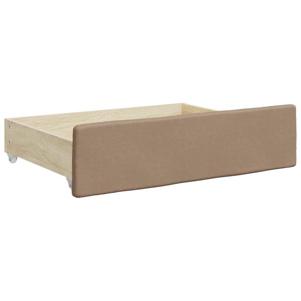 Cassetti da Letto 2pz Cappuccino Legno Multistrato e Similpelle - homemem39