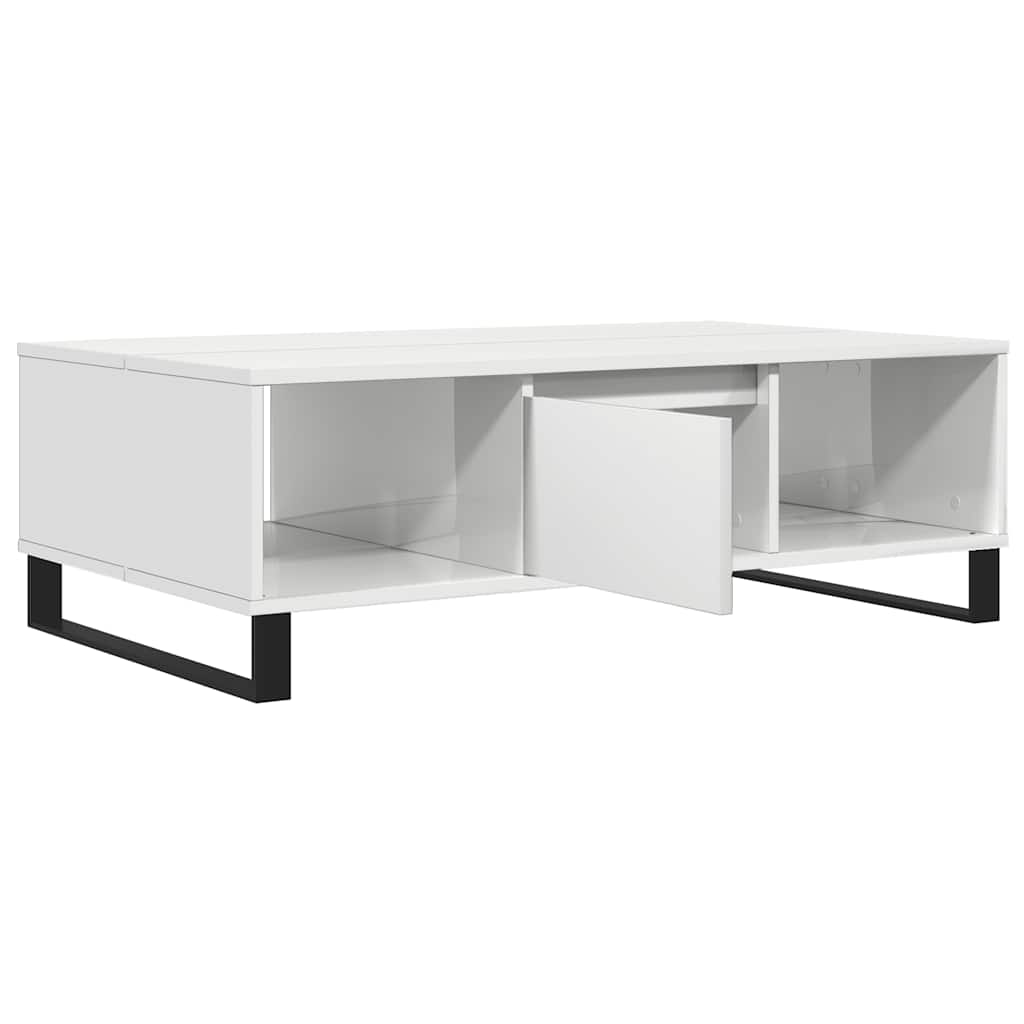 Tavolino da Salotto Bianco Lucido 104x60x35cm Legno Multistrato - homemem39