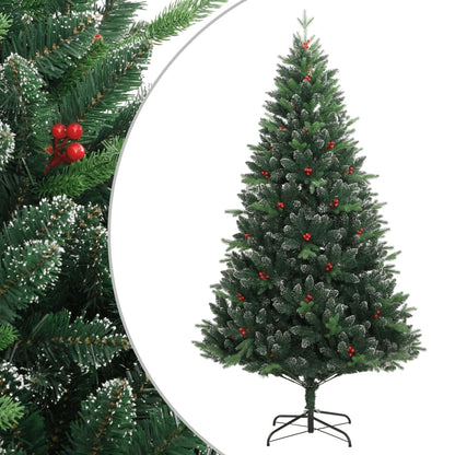 Albero Natale Artificiale Incernierato con Bacche Rosse 120 cm