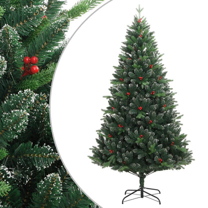 Albero Natale Artificiale Incernierato con Bacche Rosse 210 cm - homemem39