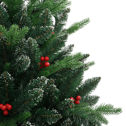 Albero Natale Artificiale Incernierato con Bacche Rosse 210 cm